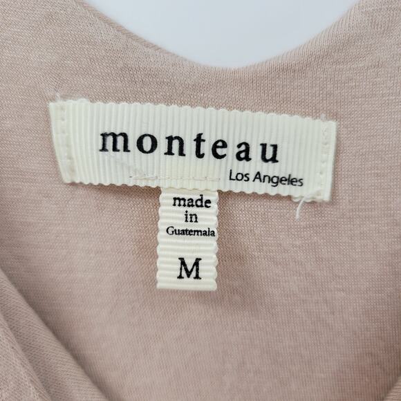 Monteau Maxi Tank Dress Womens M Beige Red Tan Color Block V Neck Sleeveless - Picture 2 of 12